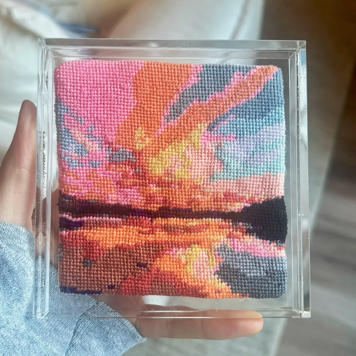 Sunset over Lake Needlepoint Canvas